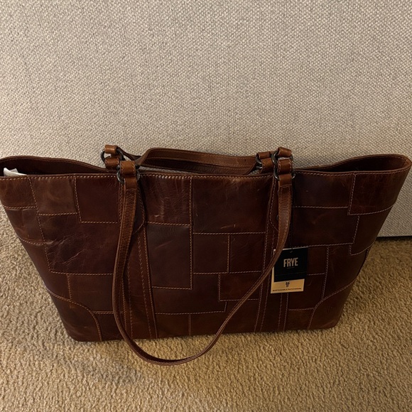 Frye Handbags - Frye Dark Brown Patchwork Leather Tote